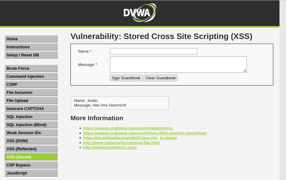 Stored XSS Standard